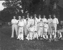 2 cricket teams, 1896 Original caption: 2 cricket teams, 1896