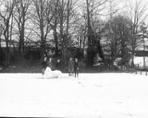 5 boys and snow sphinx Original caption: 5 boys and snow sphinx