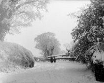 Lane in snow Fring lane by Sedgeford hall wall looking east Original caption: Lane in snow