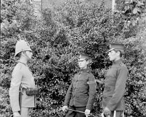 Reggie, Donald & Gilbert in uniform Original caption: Gilbert, Reggie and Donald in uniform