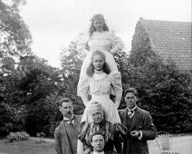 Pyramid of us all on a ladder, Sedgeford Hall Original caption: Pyramid of us all on a ladder