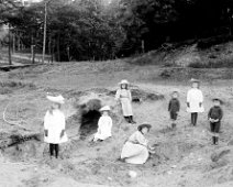 Children in sandpit Original caption: Children in sandpit