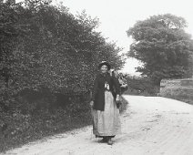 Betsy in lane Fring Lane, Sedgeford Hall kitchen garden wall is in the background Original caption: Betsy in lane