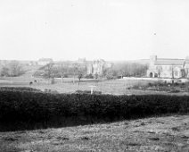 Sedgeford church and vicarage landscape Taken from SE above Chalkpit beside Shernborne Hill track - Hill Farm and barns - Brookdale House - Vicarage - Sedgeford (St.Mary's) church Original caption:...