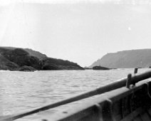 Seashore from rowing boat Original caption: Seashore from rowing boat