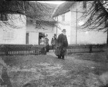 Mr. Ogle outside Mr. Plattens the day of the hunt, 1896 Rev Ogle etc, rear of Wethered Manor. WM is first dwelling on LHS after leaving Cole Green on Docking Rd driving east. Original caption: Mr. Ogle outside Mr....